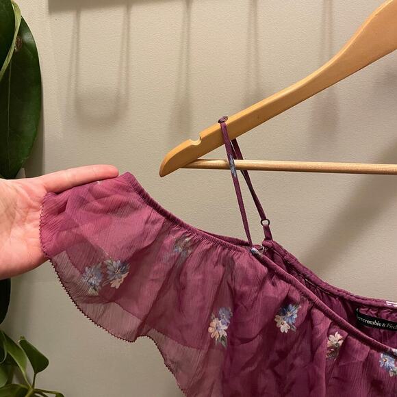 Abercrombie & Fitch S Floral Maxi Dress | High-Low Hem, Off-Shoulder, NWT - Picture 5 of 11